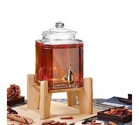 Dispenser per bevande in vetro con rubinetto e coperchio, ideale per servire bevande fredde, limonata, birra e succhi di frutta in ufficio, campeggio e feste