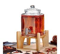 Dispenser per bevande in vetro con rubinetto e coperchio, ideale per servire bevande fredde, limonata, birra e succhi di frutta in ufficio, campeggio e feste