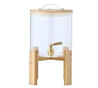 Dispenser per bevande in vetro con supporto e beccuccio, ideale per servire vino, succhi di frutta, birra e punch a feste, matrimoni e picnic, adatto per bevande calde e fredde