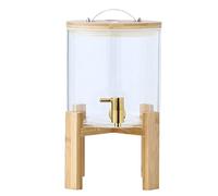 Dispenser per bevande in vetro con supporto e beccuccio, ideale per servire vino, succhi di frutta, birra e punch a feste, matrimoni e picnic, adatto per bevande calde e fredde