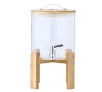 Dispenser per bevande in vetro con supporto e beccuccio, ideale per servire vino, succhi di frutta, birra e punch a feste, matrimoni e picnic, adatto per bevande calde e fredde