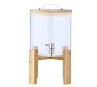 Dispenser per bevande in vetro con supporto e beccuccio, ideale per servire vino, succhi di frutta, birra e punch a feste, matrimoni e picnic, adatto per bevande calde e fredde