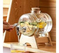 Dispenser per bevande in vetro con supporto in legno, capacità 3 l, 100% a prova di perdite, ideale per feste e riunioni