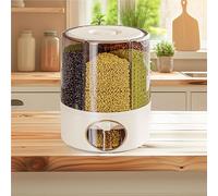 Dispenser per cereali a 360 gradi con 6 griglie e coperchio è antipolvere e resistente all'umidità, il design senza bottoni non si inceppa, mantiene pulito il piano di lavoro, adatto per conservare i