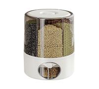 Dispenser per cereali a 6 scomparti con coperchio, grande contenitore rotante per cereali, organizer per alimenti secchi per dispensa da cucina, contiene riso, semi di soia