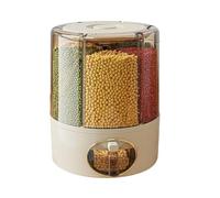 Dispenser per cereali a 6 scomparti con coperchio, grande contenitore rotante per cereali, organizer per alimenti secchi per dispensa da cucina, contiene riso, semi di soia