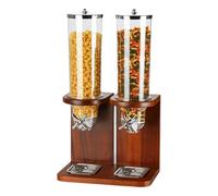 Dispenser per cereali contenitore per alimenti secchi con secchio in PC e base in legno, multi-testa (4 litri per lattina) per organizzazione del piano di lavoro della cucina