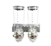 Dispenser per cereali, doppio dispenser per cereali, doppio dispenser per cereali a secco per il montaggio a parete, pratico stoccaggio, doppio controllo per noci di cereali, mix di chicchi di caffè