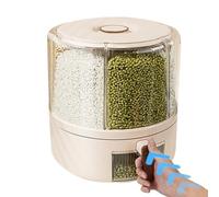 Dispenser per cereali e riso, contenitore multi-griglia per alimenti secchi con rotazione a 360 gradi | Organizzazione della cucina, dispenser ermetico per riso, miglio, fagioli, avena, cereali
