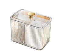 Dispenser per Cotton Fioc a 3 Scomparti con Coperchio Trasparente - Organizer per Tavolo e Bagno, Scatola di Stoccaggio per Dischetti e Cotton Fioc (White)