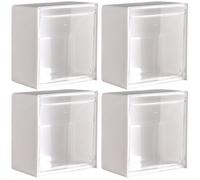 Dispenser per cotton fioc da 4 pezzi 3, 4x1, 8'' Supporto Qtip montato a parete con coperchio ribaltabile Supporto per batuffoli di cotone senza perforazione per tamponi, tamponi, fermagli per cape