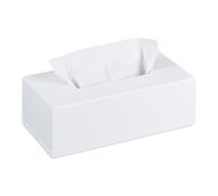 Relaxdays 2X Porta Fazzoletti in bambù, Scatola con Base Scorrevole, per Salviette, HLP 7,5 x 24 x 12 cm, Bianco