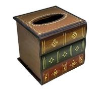 Dispenser per fazzoletti per libri antichi, in legno, 15 x 14,5 x 14,5 cm, elegante organizer per tovaglioli, libreria vintage, porta carta facciale per comodino, toeletta e comò