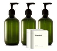 Dispenser per flaconi a pompa in plastica riciclata 3 x 500 ml, flaconi da bagno con etichette, flacone dispenser vuoto ricaricabile per shampoo e balsamo con pompa per sapone, gel doccia, lozione