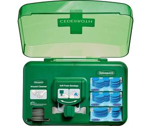 Dispenser per la cura delle ferite Cederroth - Include diverse misure di medicazioni blu salviette per ferite e bende autoadesive