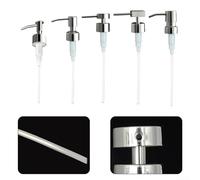 Dispenser per lozione in acciaio inox con finitura a specchio, grado 304, compatibile con bocca della bottiglia da 25 mm, eroga 2 ml per pressa, include tubo (F)