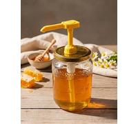 Dispenser per miele, pompa per miele, con 2 coperchi twist-off con foro da 70 mm e 82 mm di diametro, per bicchieri europei da 0,5 kg e 1 kg, ideale per miele e sciroppo, assolutamente antigoccia