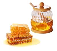 Dispenser per Miele,YouXiaor Barattolo Miele Vetro Contenitori per Miele Dosatore Miele Porta Miele Vasetto per Miele Bocca larga Dosatore Miele Dispenser Barattolo Miele Trasparente Vasetto per Miele