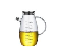 Dispenser per olio e aceto, Bottiglia di vetro for olio, dispenser di vetro for olio e aceto con beccuccio antigoccia graduato 350/550/850 ml(850ML)