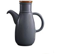 Dispenser per olio e aceto, dispenser per olio d'oliva, 750 ml, realizzato a mano, in ceramica, stile retrò, per condimenti, colore grigio