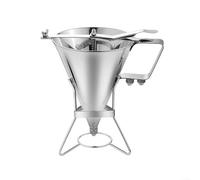 Dispenser per pastella in acciaio inox da 1800 ml con manico a molla e ugelli di diverse dimensioni per la preparazione di pancake e cupcake