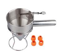 Dispenser per pastella per pancake in acciaio inossidabile, kit dispenser a imbuto professionale con 4 punte in silicone (0,8 cm - 0,67 cm) e spazzola per la pulizia, capacità di