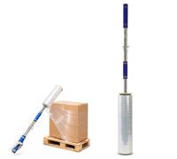Dispenser per Pellicola Estensibile con Manico Lungo, Macchina per Imballag | Lunghezza Regolabile, per Rotoli da 15-50 Cm di Larghezza, Rotoli da 3,8, 5, 7,6 Cm per Magazzino, Logistica, Imballaggio