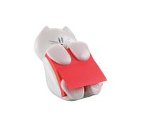 Dispenser gatto bianco + ricarica Post it Super Sticky Z Notes rosso rubino - 76 x 76mm - 90 fogli - Post it
