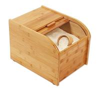 Dispenser per riso, contenitore in bambù con coperchio scorrevole e misurino per alimenti secchi, cereali e riso, organizer da cucina ideale per uso domestico