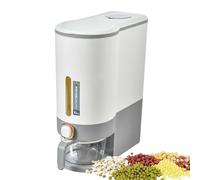Dispenser per riso - Contenitore per cereali tipo pressa, secchio grande per alimenti secchi da 5 kg a 10 kg, coperchio sigillato resistente all'umidità, pulsante di erogazione liscio, finestra con bi
