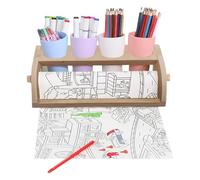 Dispenser Per Rotoli Di Carta - Supporto Ad Alta Capacità, Contenitori Da Tavolo In Legno, Cavalletto Artistico Portatile | Utile Organizzatore Di Forniture Artistiche Per Bambini Che Disegnano Pittur