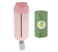 Dispenser per Sacchetti per la Raccolta di Cacca di Cane, Porta Sacchetti per Rifiuti Portatili a Tenuta Stagna con 1 Rotolo di per Cacca di Cane (Rosa