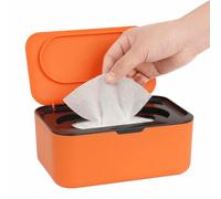 Dispenser per salviettine umidificate con coperchio, per neonati e adulti, riutilizzabile, mantiene le cose fresche, antiscivolo, facile da aprire e chiudere, con una sola mano (arancione)
