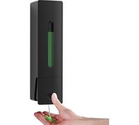 Dispenser per sapone a mano singolo, montato a parete, 400 ml, pompa per doccia nera, distributore di sapone liquido trasparente ricaricabile, montaggio senza fori con colla o fissaggio a parete con