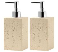 Dispenser per sapone da 420 ml e set di piatti, ricaricabile, con pompa antiruggine, per bagno, piano di lavoro, cucina, lavello, piatto, bottiglia di sapone