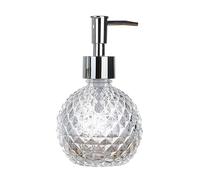 Dispenser per sapone in vetro trasparente da 226,8 g, con pompa antiruggine argentata, per shampoo, gel, olio essenziale, bagnoschiuma, bagno e cucina