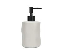 Dispenser per sapone Jean & Len in gres, effetto opaco e morbido al tatto, grande capacità di 400 ml, ideale per sapone liquido in bagno e in cucina, design minimalista, in ceramica, 8,4 x 18 cm