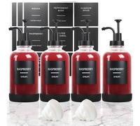Dispenser per sciroppo di caffè per bar, set di 4 dispenser per sciroppo in vetro antiscivolo con etichette e guaina in silicone, accessori per bar da 500 ml, dispenser per sciroppo semplice con pompa