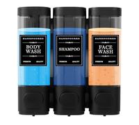 Dispenser per Shampoo e Balsamo, Dispenser di Sapone Da Parete, Dispenser Sapone Muro, Dispenser per Shampoo Da Doccia a 3 Camere Senza Trapano, Montaggio a Parete per Shampoo, Balsamo, Bagnoschiuma