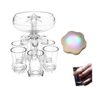 Dispenser per shot con 6 bicchierini, dispenser per bevande per feste | Distributore di vino per interni ed esterni, famiglia, bar, feste, picnic, Il distributore di vino di seconda generazione + f