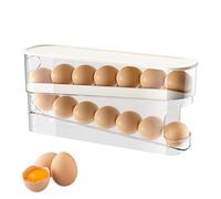 Dispenser per uova per frigorifero, vassoio arrotolabile con 12 griglie, design impilabile, materiale alimentare con a binario liscio | Portauova automatico