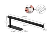 Dispenser Porta Asciugamani Di Carta Autoadesivo | Acciaio Inossidabile, Montaggio A Parete, Sottopensile, Bagno, Uso Cucina(Black -30cm-A)