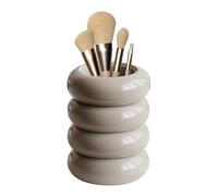 Dispenser Porta Qtip 10cm/12cm Contenitore per Cotton Fioc in Resina a Forma di Ciambella con Coperchio, Barattoli Dispenser Qtip per Vanità del Bagno(Khaki 7.8x12.5cm)