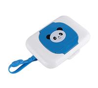 Dispenser Portatile di Salviette per Neonati, Scatola di Salviette Umidificate per Passeggino in Materiale PP Resistente in Silicone per un Comodo Utilizzo (panda blu)