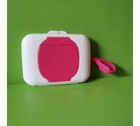 Dispenser portatile per salviette, 16 x 12 x 3 cm, riutilizzabile e ricaricabile, contenitore portatile per salviettine per viaggi, ufficio, campeggio, casa (rosa)