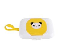 Dispenser Portatile per Salviette Bagnate Neonato, Custodia Riutilizzabile per Passeggino e Viaggi, Box Salviette in Tessuto per Bambini, Compatto e Conveniente (Bianco + Giallo)