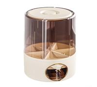 Dispenser rotante per riso a 6 griglie, contenitore per alimenti secchi, contenitore per cereali per l'organizzazione della dispensa, organizer salvaspazio per cereali da cucina con multi (crema-medio