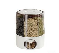 Dispenser rotante per riso a 6 griglie, contenitore per alimenti secchi, contenitore per cereali per l'organizzazione della dispensa, organizer salvaspazio per cereali da cucina con multi (grigio