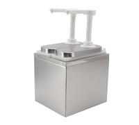 Dispenser Salse Plastica e Acciaio Inox, Pompa Condimenti 2L, Tripla Pompa - Capacità 30ml, Facile da Pulire, Uso Domestico e (Doppia pompa da 1 litro)