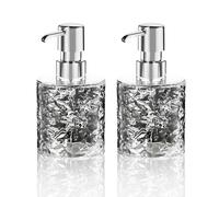 Dispenser Sapone 2 Pezzi - 300ML Porta Sapone Bagno Trasparente Grigio - Dispenser Sapone Cucina Ricaricabile in PET PP ABS - Forma Rotonda Antiscivolo a Filettatura Stagna - Per Bagno Cucina